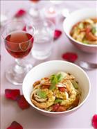 Prawn and Chilli Tomatoes with Basil and Olive Oil Linguini